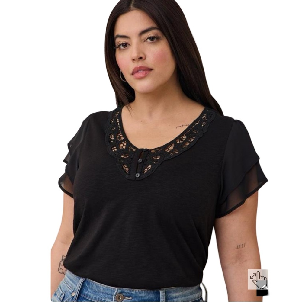 Torrid, Chiffon Flutter Sleeve Top (Size 0)